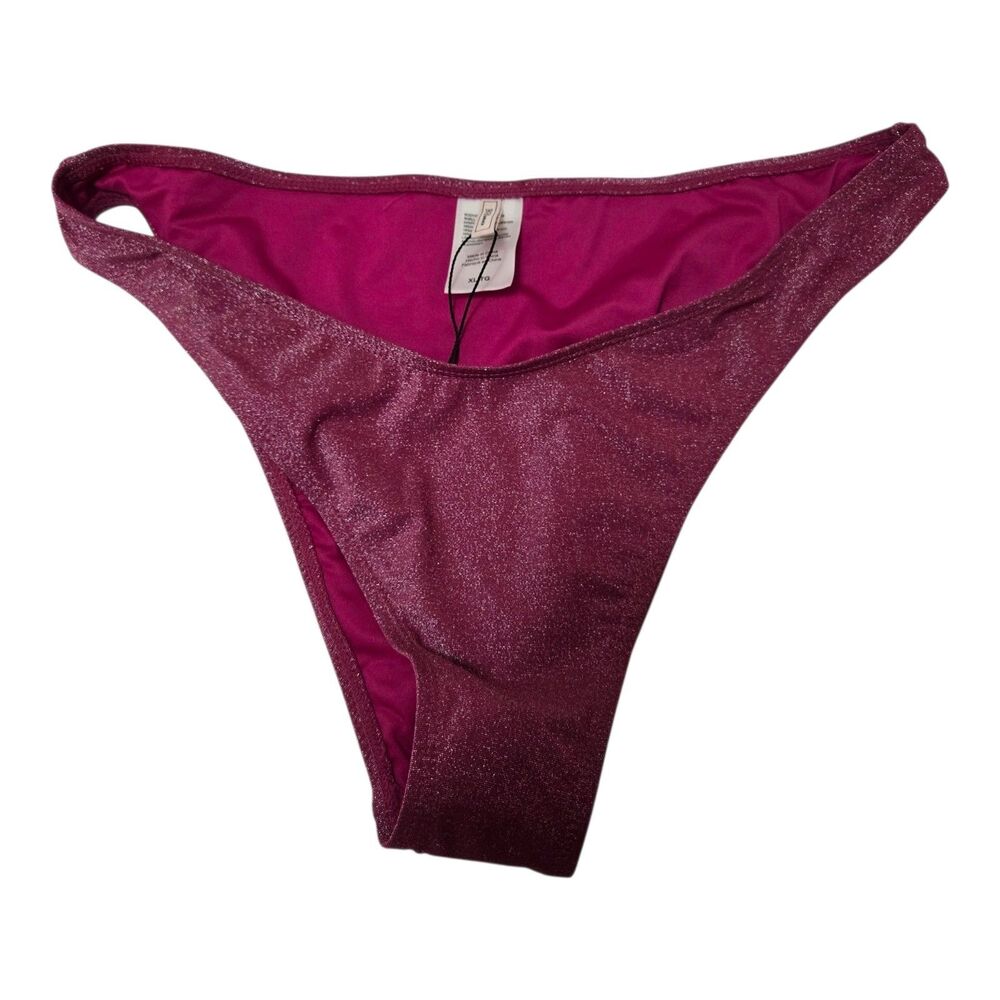 BCBGeneration Bikini Swimsuit Bottoms Size XL Berry Magenta Sparkly NEW